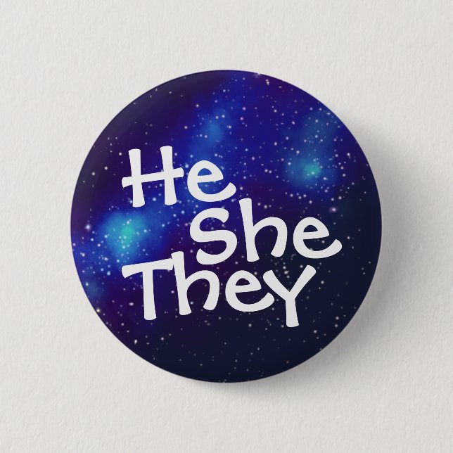 He/She/They Customizable Galaxy Pronoun Button (Front)