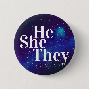 He/She/They Customizable Galaxy Pronoun Button