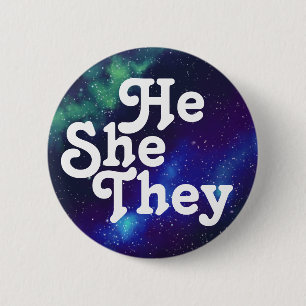 He/She/They Customizable Galaxy Pronoun Button