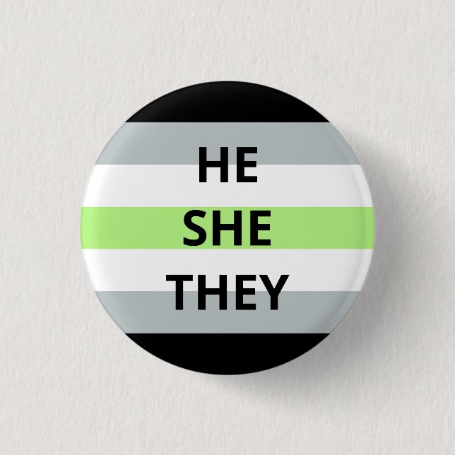 He/She/They Pronouns Agender Badge Button (Front)