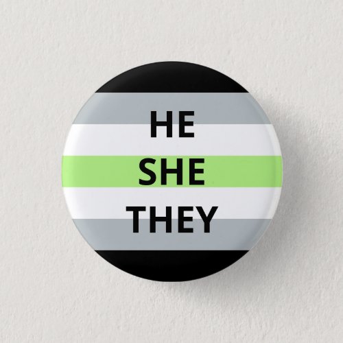 HeSheThey Pronouns Agender Badge Button