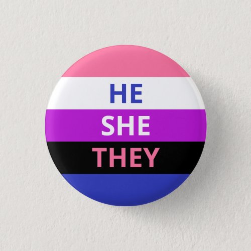 HeSheThey Pronouns Genderfluid Flag Badge Button