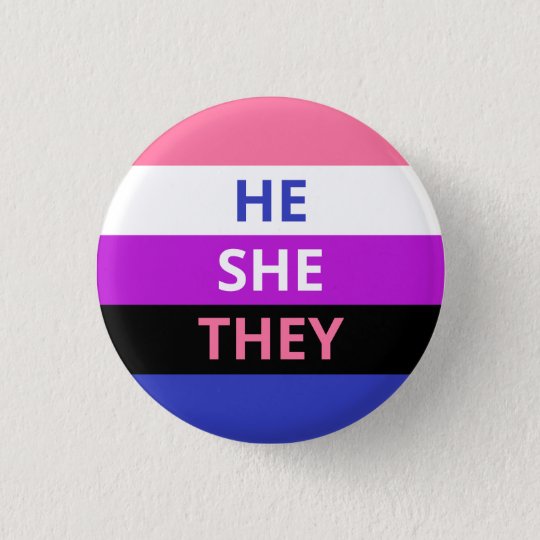 Heshethey Pronouns Genderfluid Flag Badge Button 