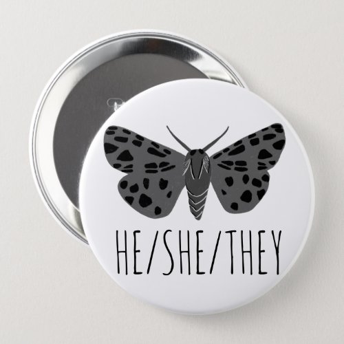HESHETHEY Pronouns Handdrawn Moth Insect Button