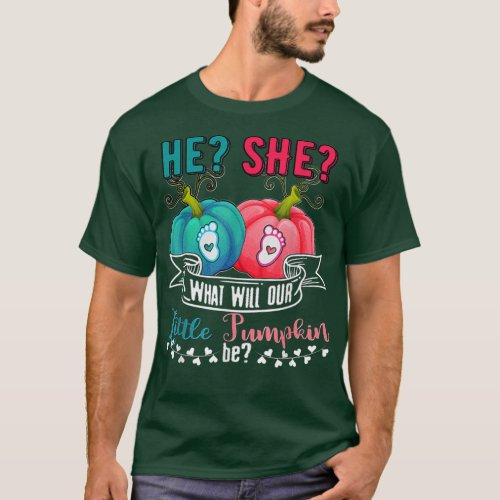 He She What Will Our Little Pumpkin Be Gender Reve T_Shirt