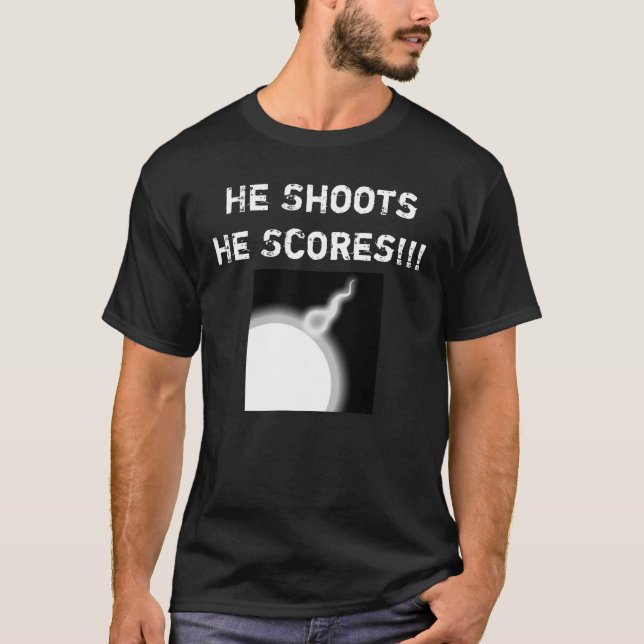 He Shoots He Scores!!! Mens Pregnancy Shirt (Front)