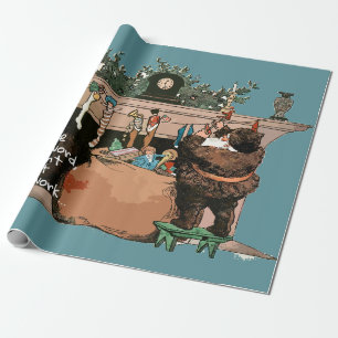 "He spoke not a word" vintage Santa Wrapping Paper