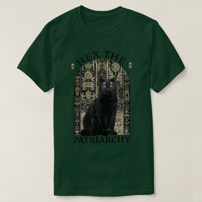 He The Patriarchy Black Cat Feminist Witch  T-Shirt (Design Front)