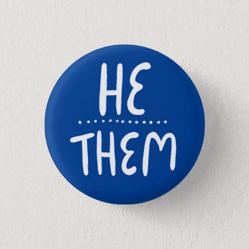 HETHEM Pronouns Blue Handlettering Minimal  Button