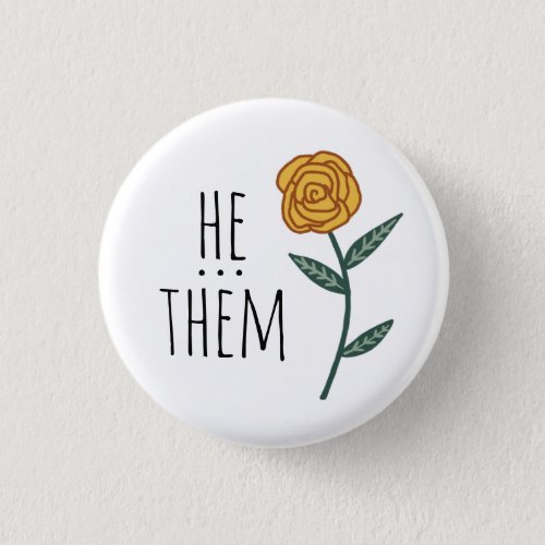 HETHEM Pronouns Gold Rose CUSTOM  Button