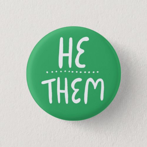 HETHEM Pronouns Green Handlettering Minimal Button