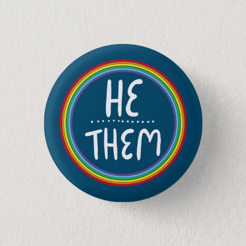HETHEM Pronouns Rainbow Handlettered Minimal  But Button