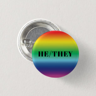 He, They gender Pronouns Rainbow Gay pride modern Button