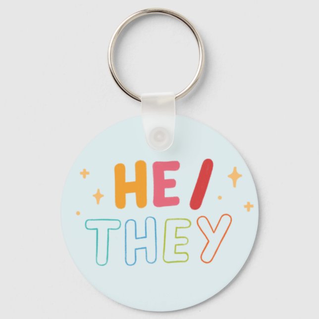 He/They Keychain (Front)