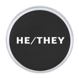 He, They, Pronouns Lgbtq Lgbt Pride black white Silver Finish Lapel Pin