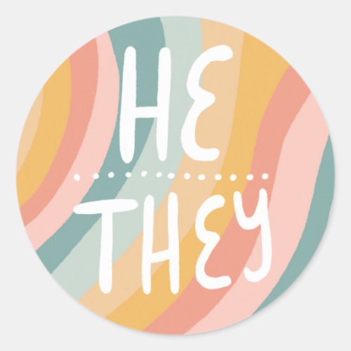 HETHEY Pronouns Rainbow Handlettering Sheet of Classic Round Sticker
