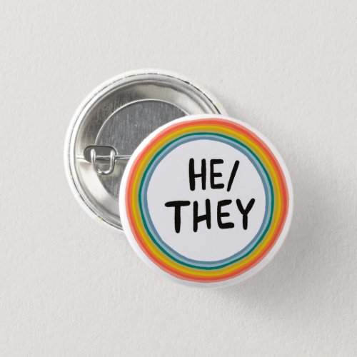 HETHEY Pronouns Rainbow Soft Circle Ring Button