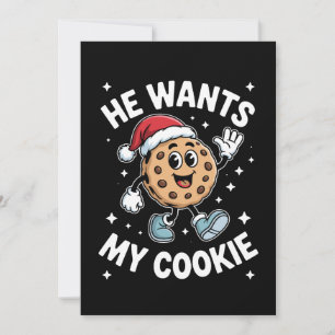 He Wants My Cookie Christmas Santa Hat Dessert Invitation