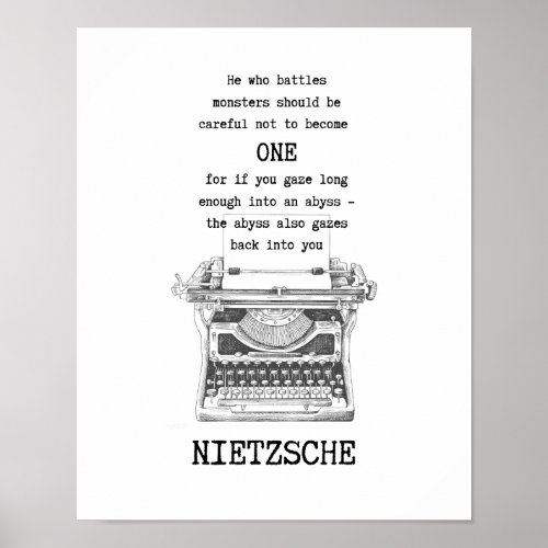He who battles MONSTERS quote Nietzsche Poster