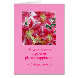 He who plants a garden plants happiness. WI BB Cards
