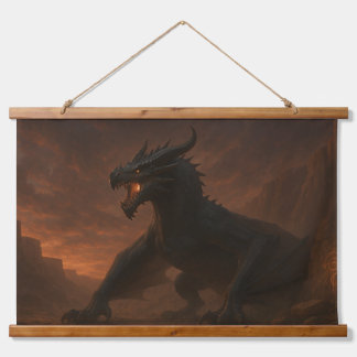 He Who Waits at Dusk – Mythic Dragon Sentinel Prin Hanging Tapestry