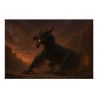 He Who Waits at Dusk – Mythic Dragon Sentinel Prin Poster