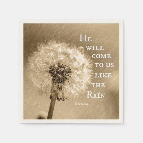 He will come to us like the Rain Bible Verse Paper Napkins