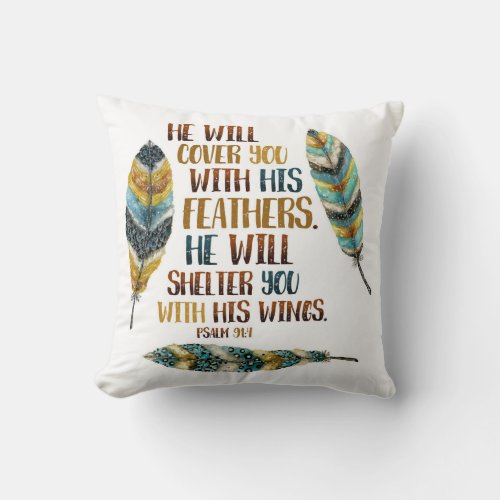 He Will Cover You Throw Pillow