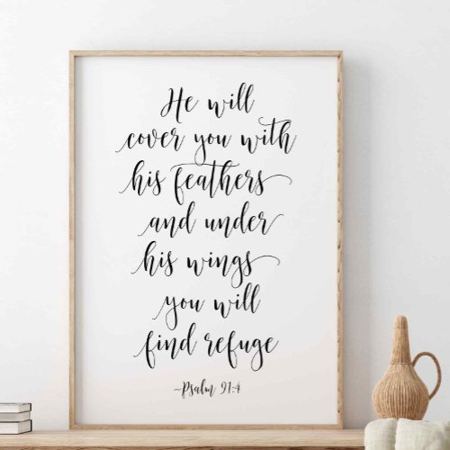 He Will Cover You With His Feathers Psalm 914 Poster