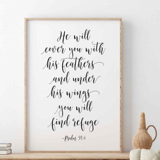 He Will Cover You With His Feathers, Psalm 91:4 Poster (Creator Uploaded)