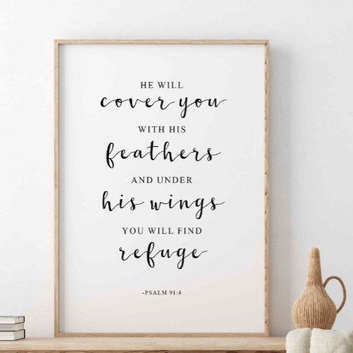 He Will Cover You With His Feathers Psalm 914 Poster