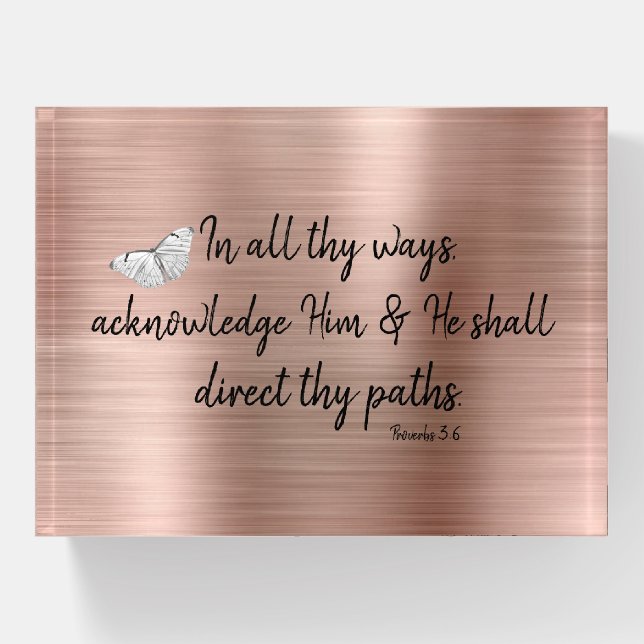 He Will Direct Your Path Bible Verse Paperweight (Front)