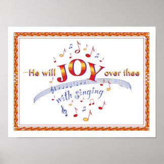 "He Will Joy..." Bible quote with music notes Poster