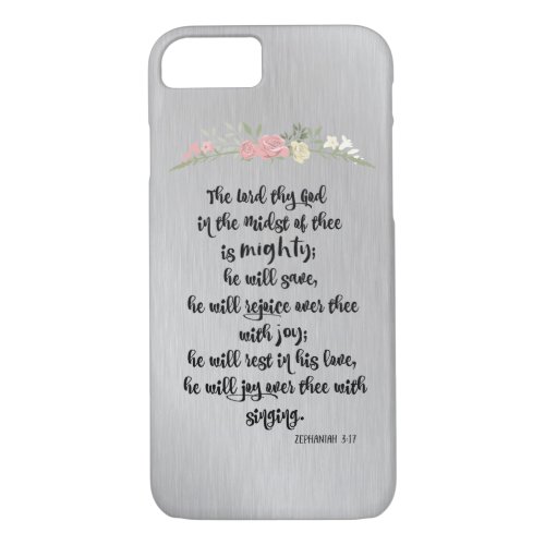 He Will Joy Over Thee with Singing Bible Verse iPhone 87 Case