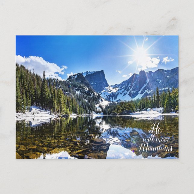 He Will Move Mountains Inspirational Photo Quote Postcard (Front)