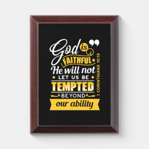 He Will Not Let You Be Tempted – Bible Verse Award Plaque