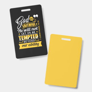 He Will Not Let You Be Tempted – Bible Verse Badge