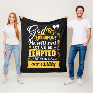 He Will Not Let You Be Tempted – Bible Verse Fleece Blanket