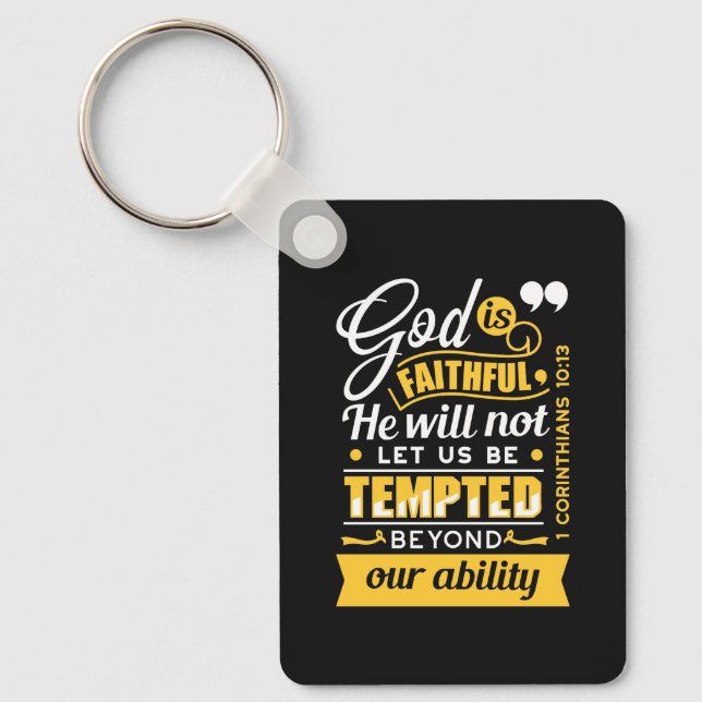  He Will Not Let You Be Tempted – Bible Verse Keychain (Front)