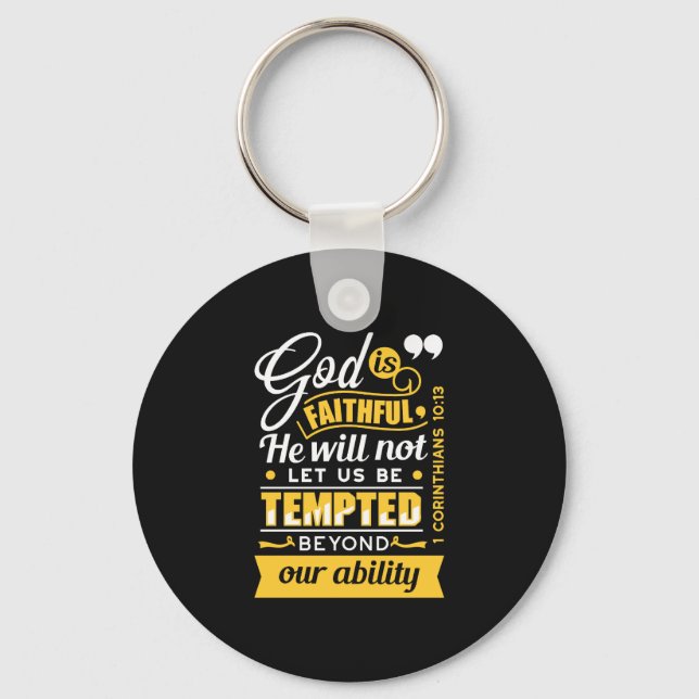  He Will Not Let You Be Tempted – Bible Verse Keychain (Front)