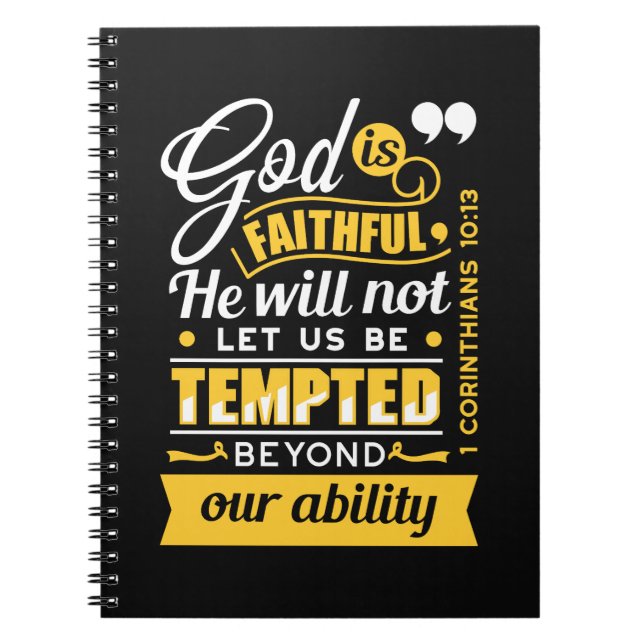  He Will Not Let You Be Tempted – Bible Verse Notebook (Front)