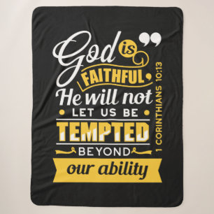 He Will Not Let You Be Tempted – Bible Verse Sherpa Blanket