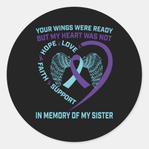 He Wings Ribbon Hope Suicide Awareness Prevention  Classic Round Sticker