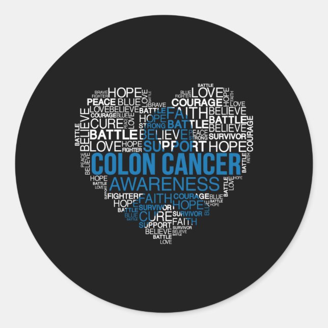 He With Dark Blue Ribbon Colon Cancer Awareness Mo Classic Round Sticker (Front)