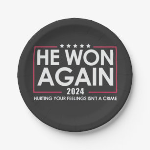 He Won Again 2024 Trump Inaguration 2025 Paper Plates