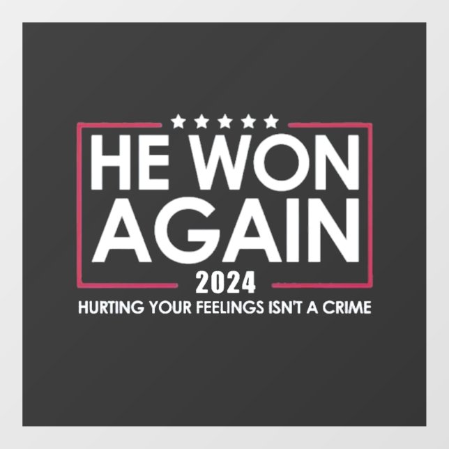 He Won Again 2024 Trump Inaguration 2025 Window Cling (Sheet)