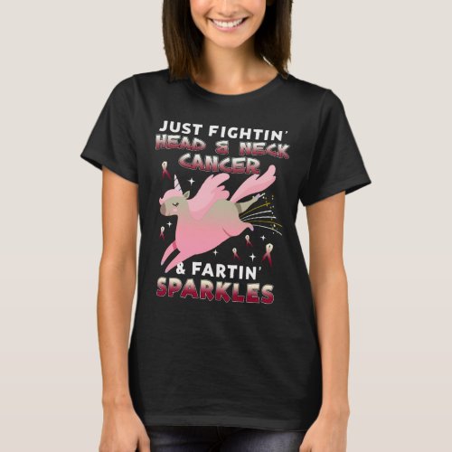 head and neck appendix cancer unicorn farting T_Shirt
