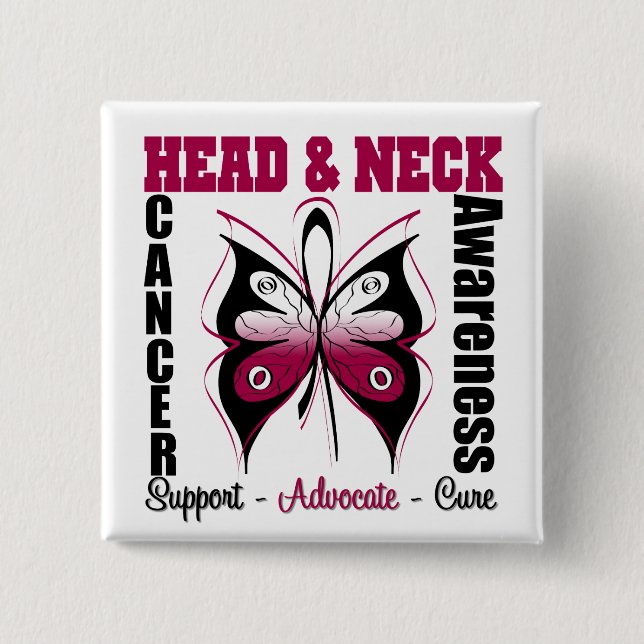 Head and Neck Cancer Awareness Butterfly Button (Front)