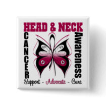 Head and Neck Cancer Awareness Butterfly Button