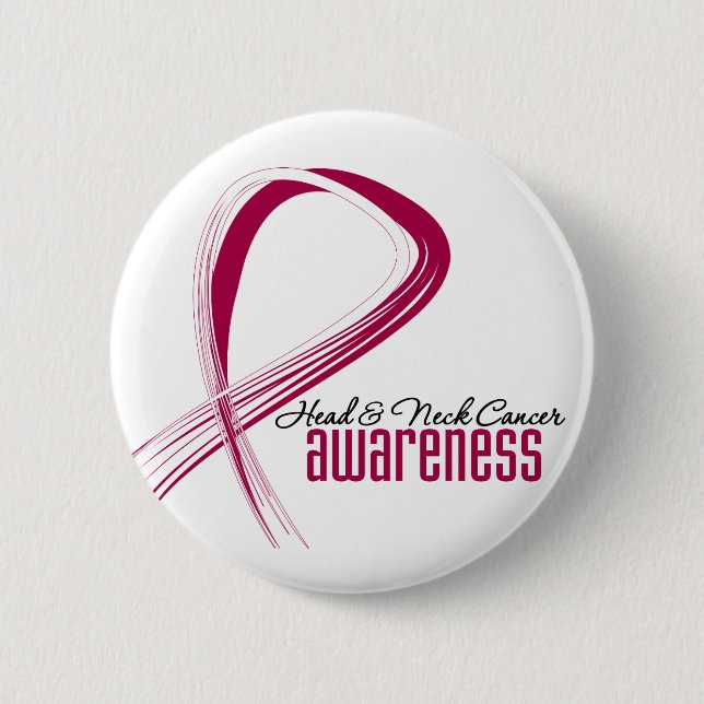 Head and Neck Cancer Awareness Grunge Ribbon Pinback Button (Front)